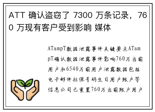 ATT 确认盗窃了 7300 万条记录，760 万现有客户受到影响 媒体