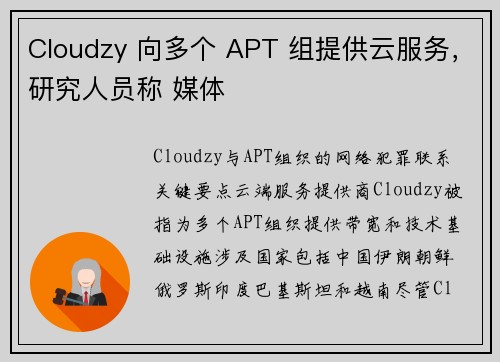 Cloudzy 向多个 APT 组提供云服务，研究人员称 媒体